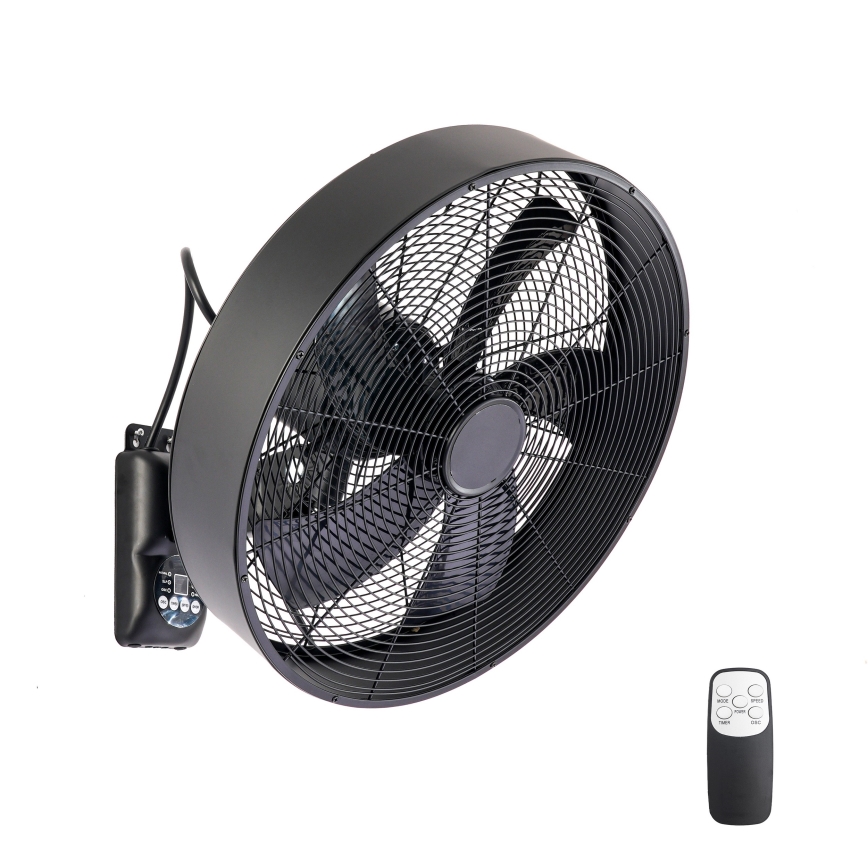 ZEVENTI - Seinale paigaldatav ventilaator FANNY 50W/230V must + kaugjuhtimispult