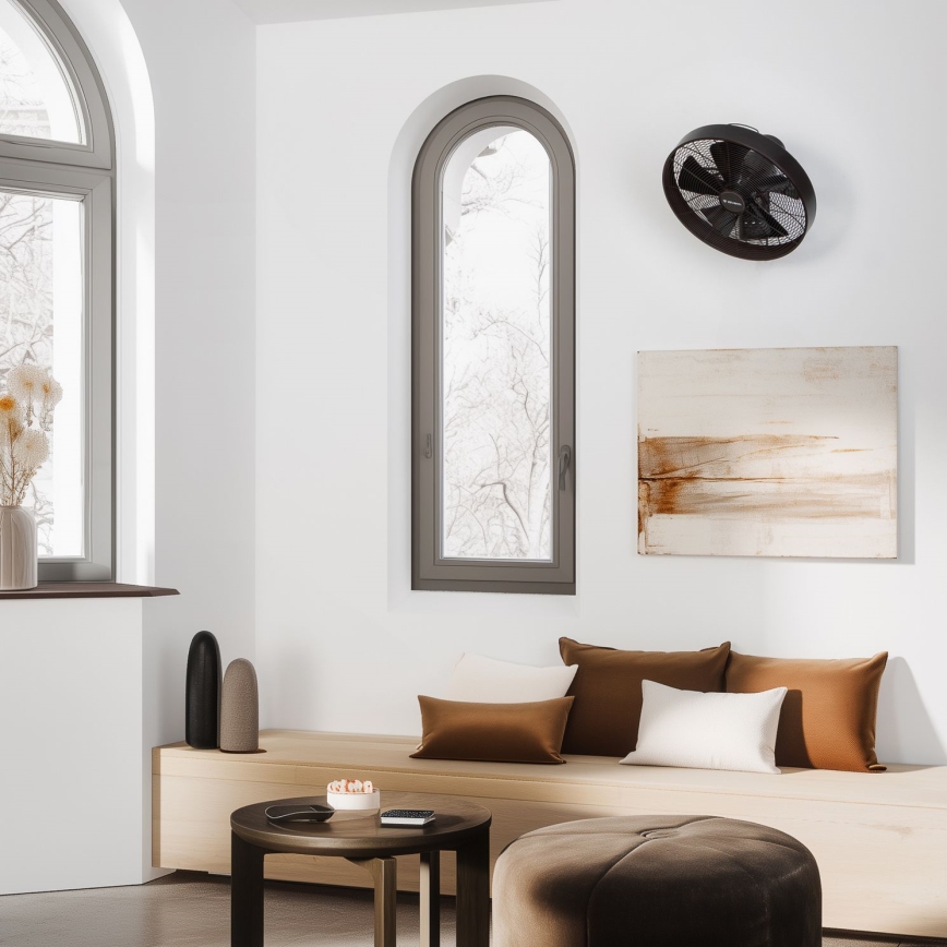 ZEVENTI - seinale paigaldatav ventilaator FREEZE 50W/230V läbimõõduga 45 cm must/pruun + kaugjuhtimispult