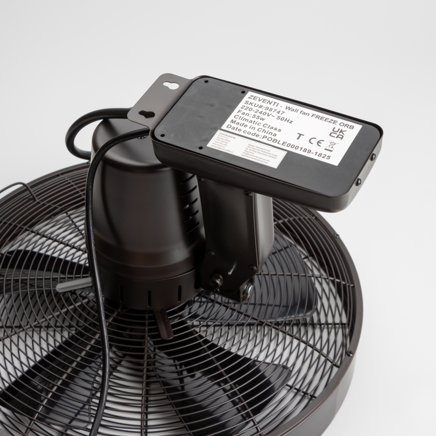 ZEVENTI - seinale paigaldatav ventilaator FREEZE 50W/230V läbimõõduga 45 cm must/pruun + kaugjuhtimispult