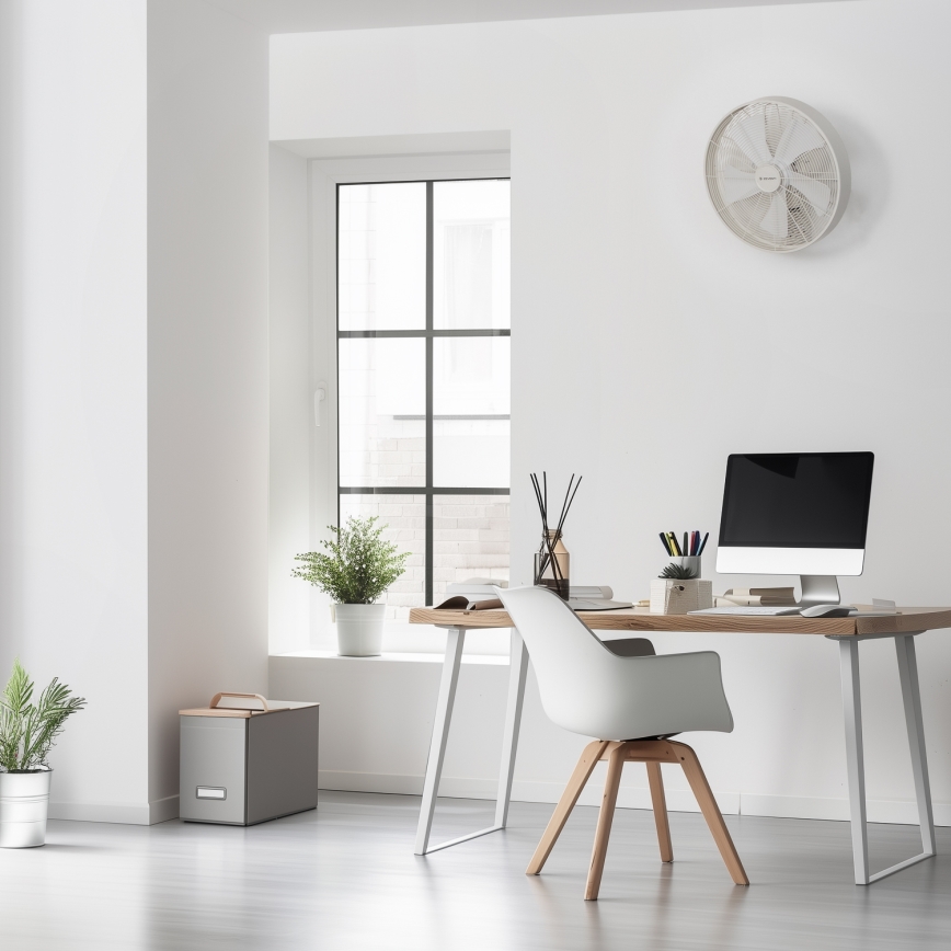ZEVENTI - Seinale paigaldatav ventilaator FREEZE 50W/230V Ø 45 cm valge + kaugjuhtimispult