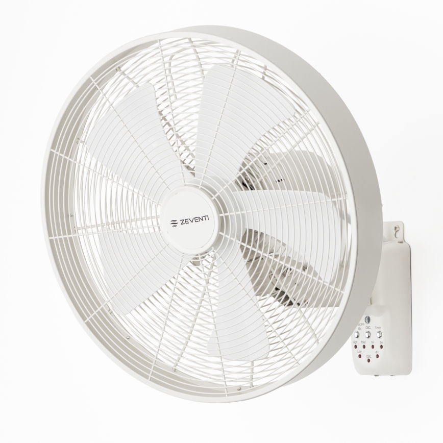 ZEVENTI - Seinale paigaldatav ventilaator FREEZE 50W/230V Ø 45 cm valge + kaugjuhtimispult