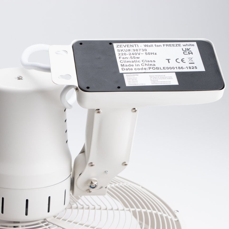 ZEVENTI - Seinale paigaldatav ventilaator FREEZE 50W/230V Ø 45 cm valge + kaugjuhtimispult