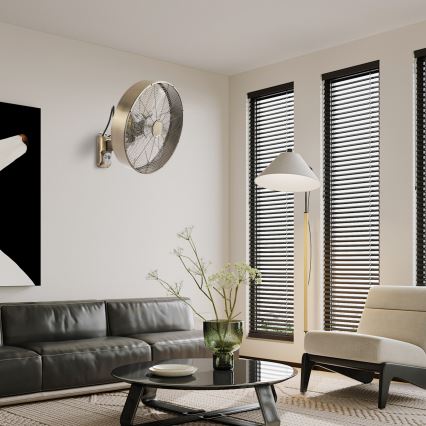 ZEVENTI - Seinale paigaldatav ventilaator FANNY 50W/230V, läbimõõt 45 cm, pronksviimistlus + kaugjuhtimispult