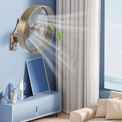 ZEVENTI - Seinale paigaldatav ventilaator FANNY 50W/230V, läbimõõt 45 cm, pronksviimistlus + kaugjuhtimispult