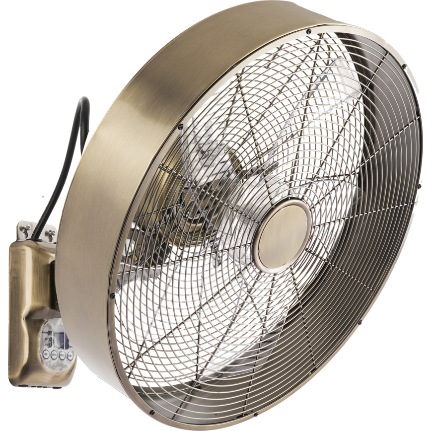 ZEVENTI - Seinale paigaldatav ventilaator FANNY 50W/230V, läbimõõt 45 cm, pronksviimistlus + kaugjuhtimispult