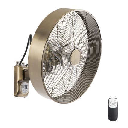 ZEVENTI - Seinale paigaldatav ventilaator FANNY 50W/230V, läbimõõt 45 cm, pronksviimistlus + kaugjuhtimispult