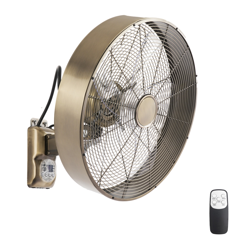 ZEVENTI - Seinale paigaldatav ventilaator FANNY 50W/230V, läbimõõt 45 cm, pronksviimistlus + kaugjuhtimispult