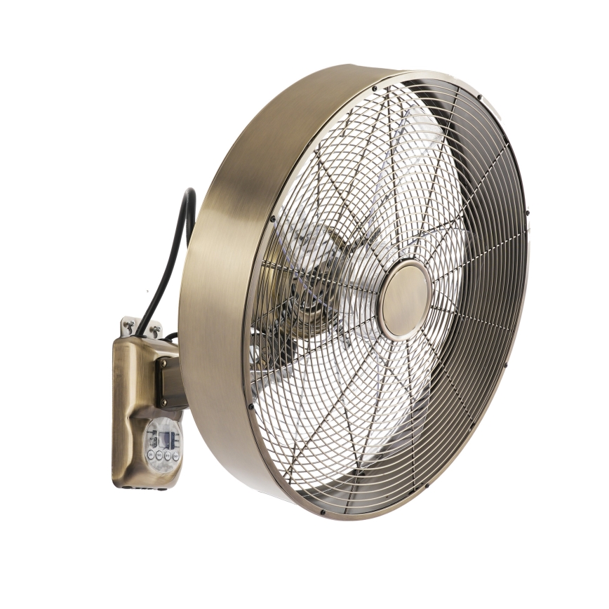 ZEVENTI - Seinale paigaldatav ventilaator FANNY 50W/230V, läbimõõt 45 cm, pronksviimistlus + kaugjuhtimispult