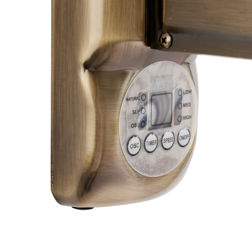 ZEVENTI - Seinale paigaldatav ventilaator FANNY 50W/230V, läbimõõt 45 cm, pronksviimistlus + kaugjuhtimispult