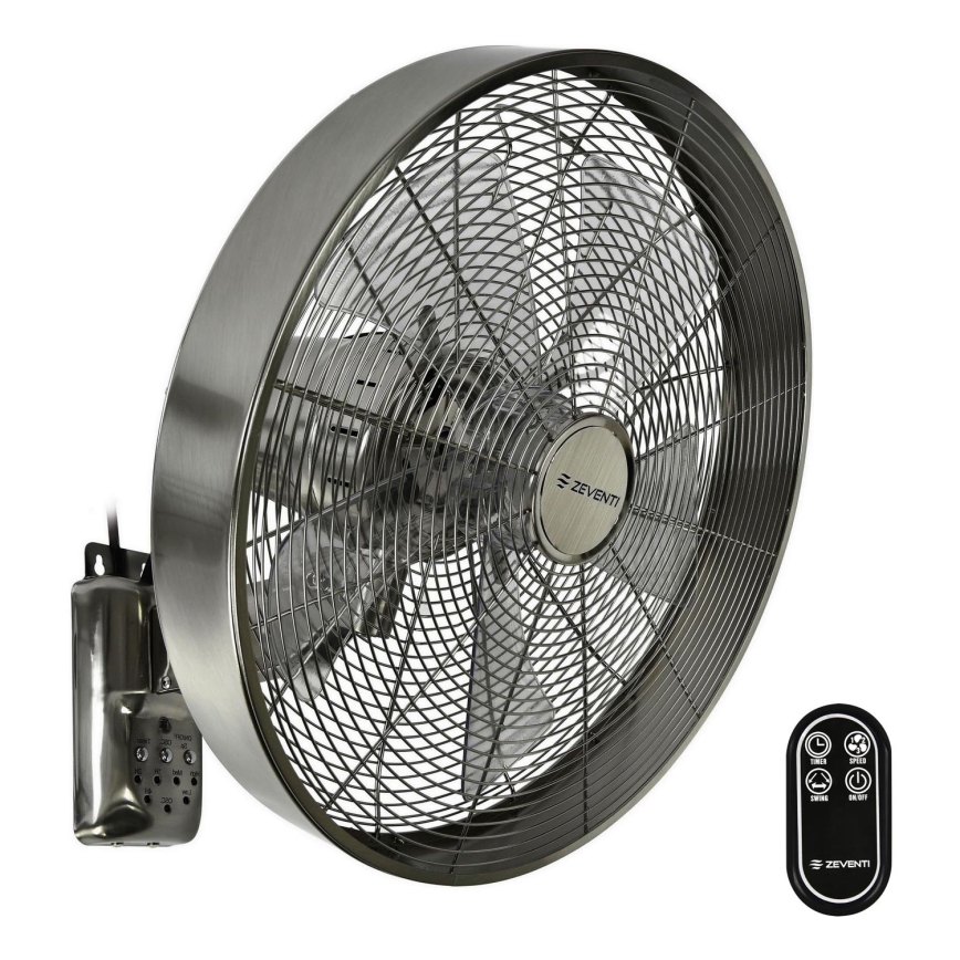 ZEVENTI - Seinaventilaator FREEZE 50W/230V d. 40 cm matt kroom + kaugjuhtimispult