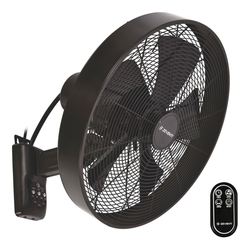 ZEVENTI - Seinaventilaator FREEZE 50W/230V d. 40 cm must/pruun + kaugjuhtimispult