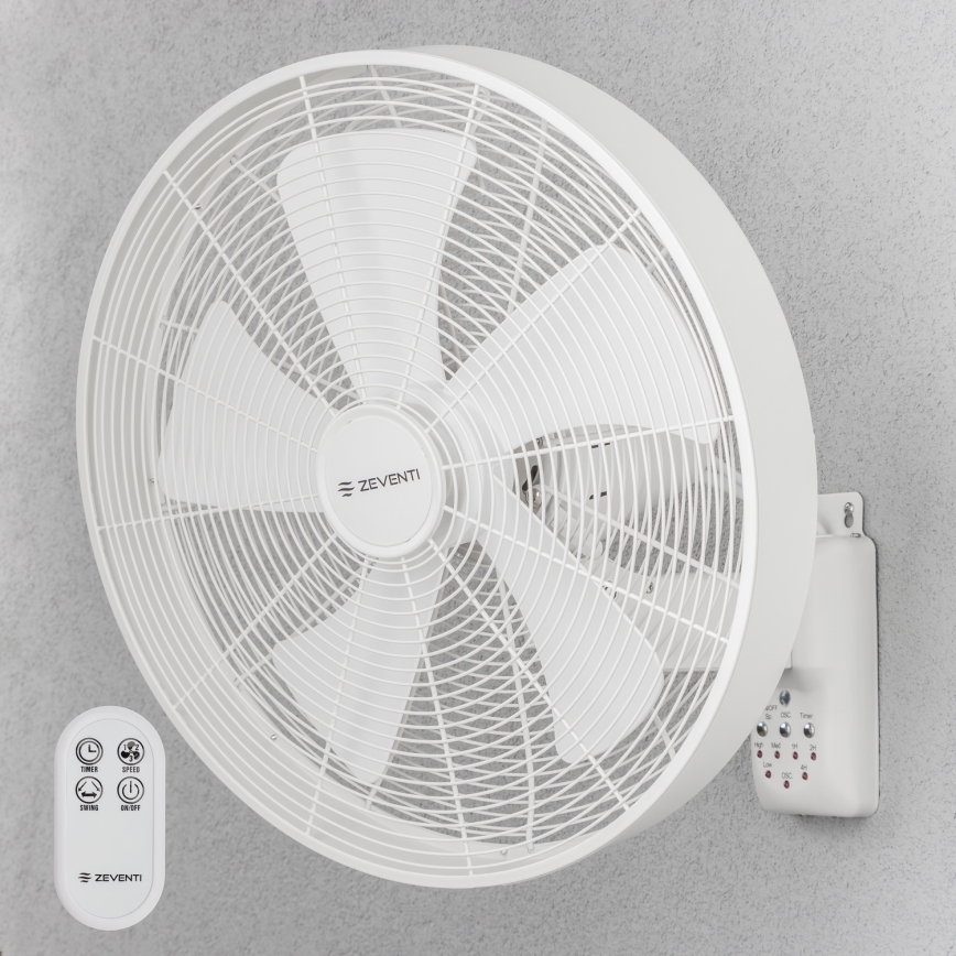 ZEVENTI - Seinaventilaator FREEZE 50W/230V d. 40 cm valge + kaugjuhtimispult