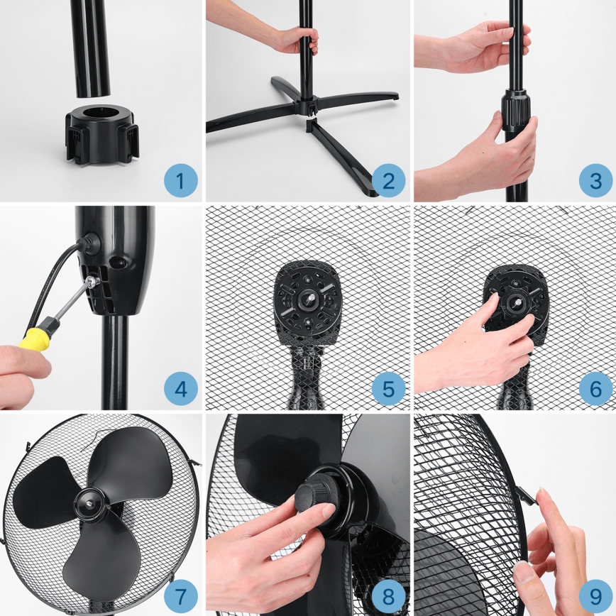 ZEVENTI - põrandaventilaator FLOW 40W/230V must