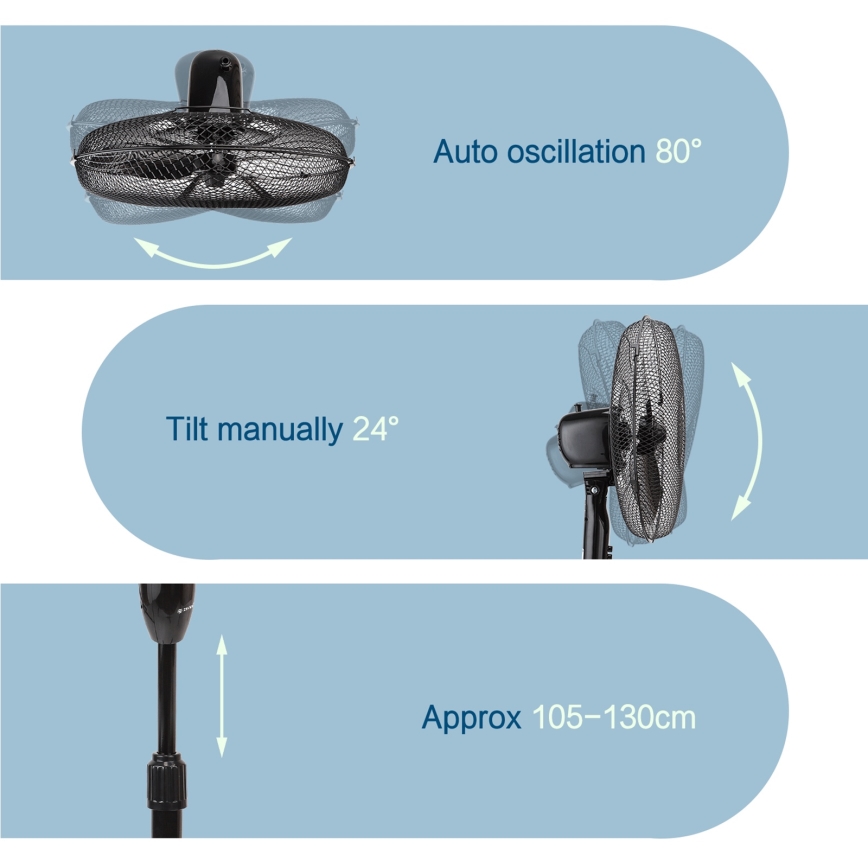 ZEVENTI - põrandaventilaator FLOW 40W/230V must