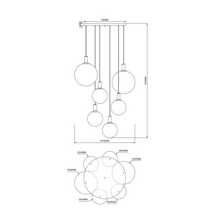 Zuma Line - Lühter riputuskaabliga 6xE27/25W/230V läb. 75 cm kuldne/must
