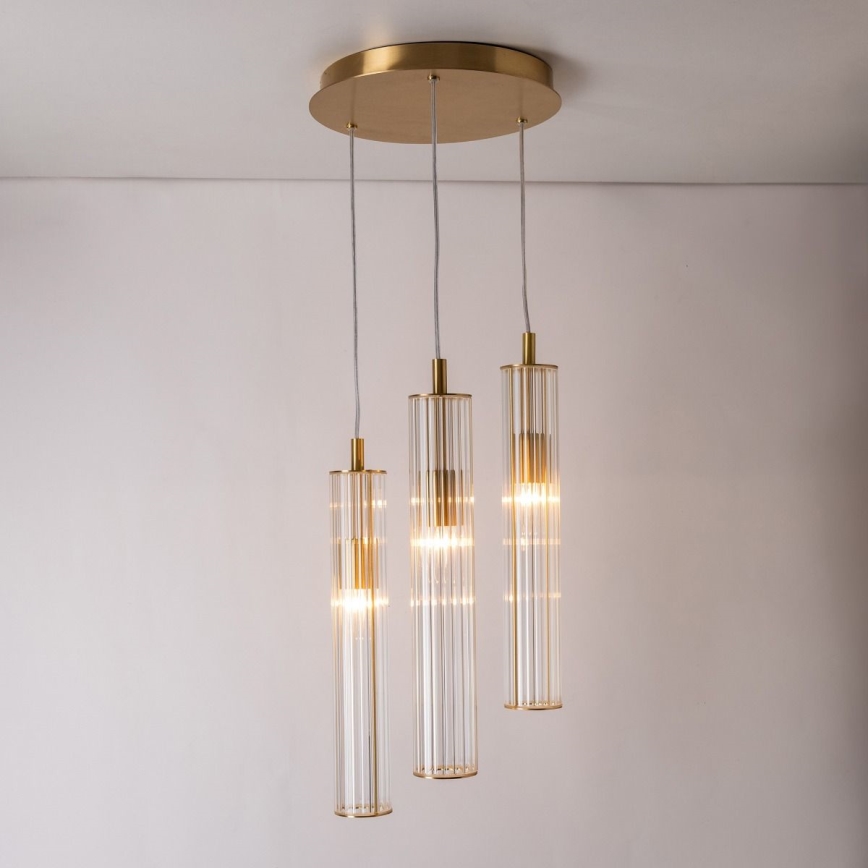 Zuma Line - Kaabliga rippvalgusti 3xE14/7W/230V, kuldne