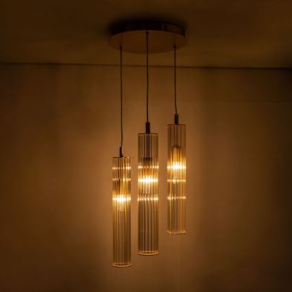 Zuma Line - Kaabliga rippvalgusti 3xE14/7W/230V, kuldne