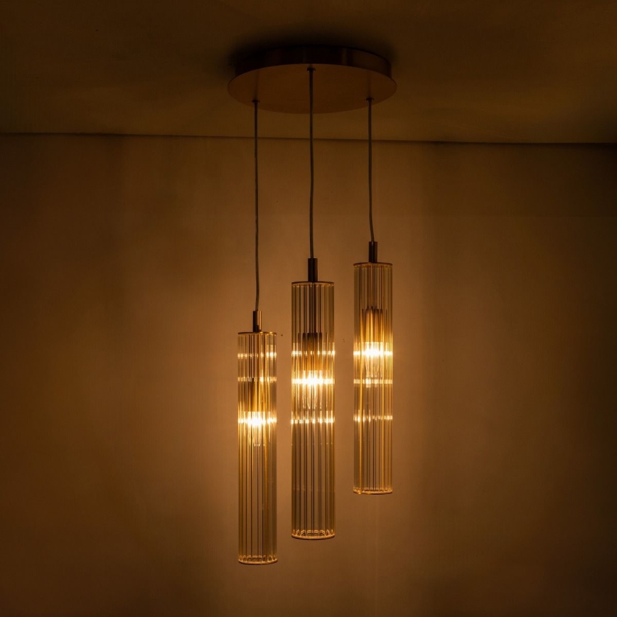 Zuma Line - Kaabliga rippvalgusti 3xE14/7W/230V, kuldne