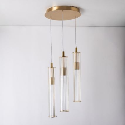 Zuma Line - Kaabliga rippvalgusti 3xE14/7W/230V, kuldne