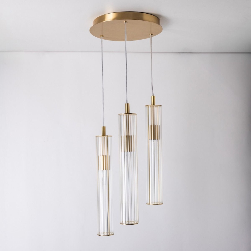 Zuma Line - Kaabliga rippvalgusti 3xE14/7W/230V, kuldne