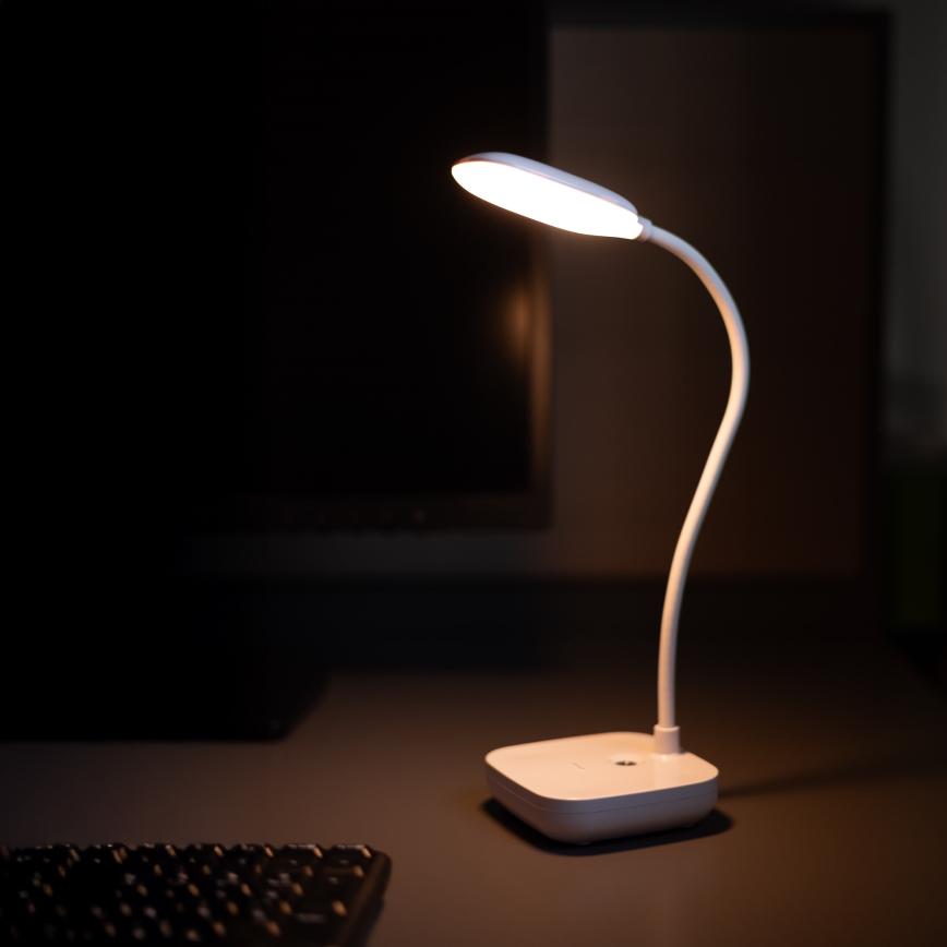 Zuma Line - LED Laetav laualamp LED/7W/1200 mAh 3000/4500/6000K CRI 90 valge