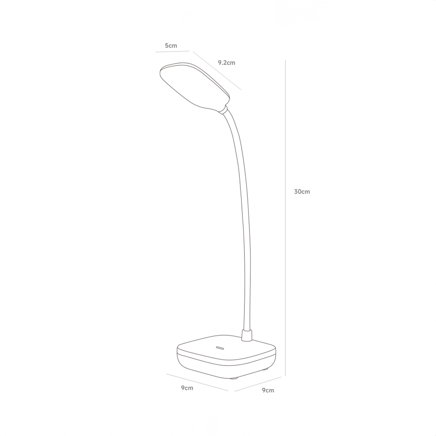Zuma Line - LED Laetav laualamp LED/7W/1200 mAh 3000/4500/6000K CRI 90 valge