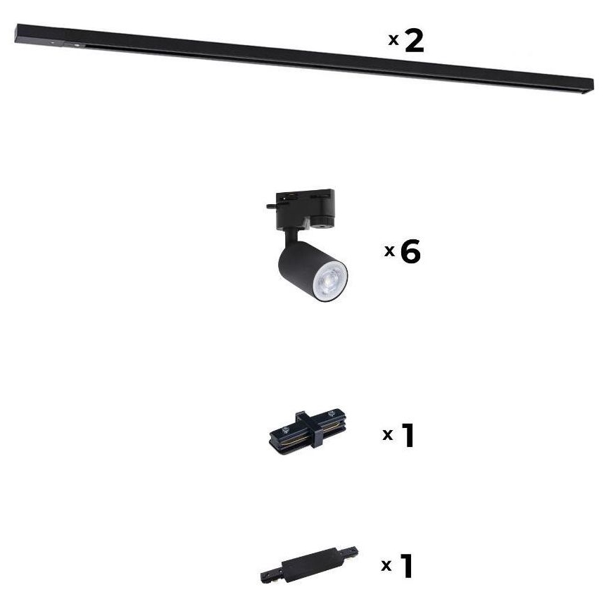 Zuma Line - Kohtvalgusti rööbassüsteemile 6xGU10/10W/230V must + rööpa tarvikud