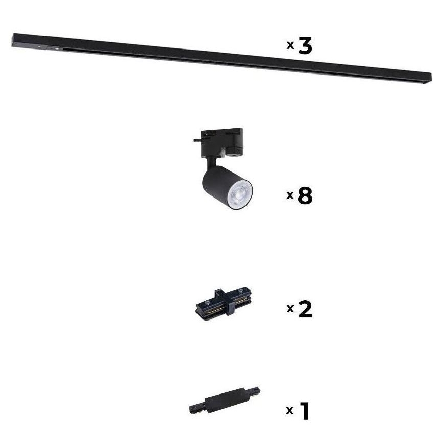 Zuma Line - Kohtvalgusti rööbassüsteemile 8xGU10/10W/230V must + rööpa tarvikud