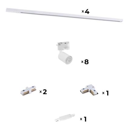 Zuma Line - Kohtvalgusti rööbassüsteemile 8xGU10/10W/230V valge + rööpa tarvikud