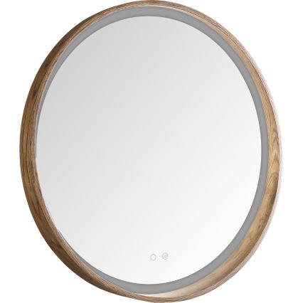 Zuma Line - LED-vannitoa soojendusega seinapeegel taustvalgustusega LED/36W/230V 3000/4000/6000K läbimõõt 80 cm IP44 tamm