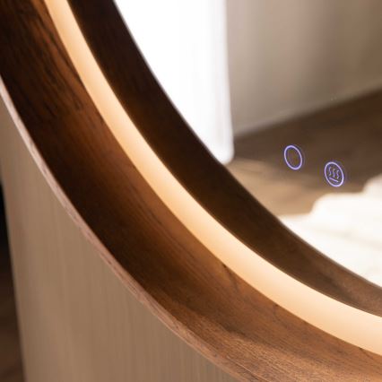 Zuma Line - LED-vannitoa soojendusega seinapeegel taustvalgustusega LED/36W/230V 3000/4000/6000K läbimõõt 80 cm IP44 tamm