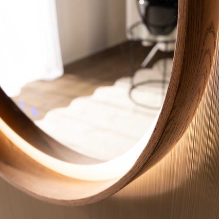 Zuma Line - LED-vannitoa soojendusega seinapeegel taustvalgustusega LED/36W/230V 3000/4000/6000K läbimõõt 80 cm IP44 tamm