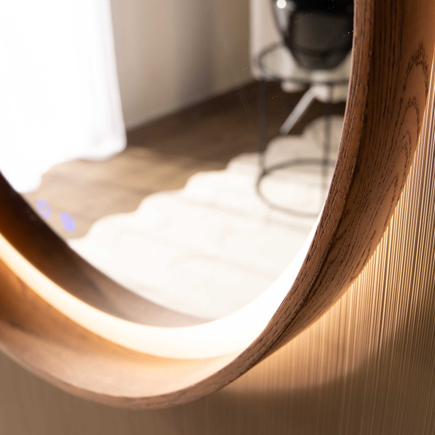 Zuma Line - LED-vannitoa soojendusega seinapeegel taustvalgustusega LED/36W/230V 3000/4000/6000K läbimõõt 80 cm IP44 tamm