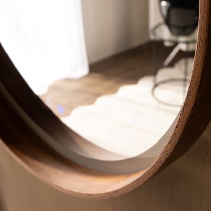 Zuma Line - LED-vannitoa soojendusega seinapeegel taustvalgustusega LED/36W/230V 3000/4000/6000K läbimõõt 80 cm IP44 tamm