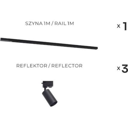 Zuma Line - TUBE süsteemi liistu valguspunt 3xGU10/35W/230V must