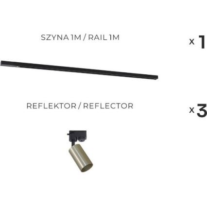 Zuma Line - TUBE süsteemi liistu valguspunt 3xGU10/35W/230V musta/kuldne
