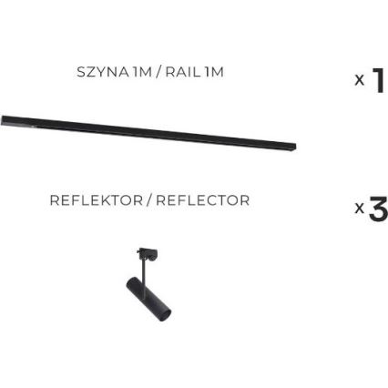 Zuma Line - Spottvalgusti liistusüsteemile 3xGU10/35W/230V must