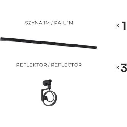 Zuma Line - Liist-süsteemi spottvalgusti 3xGU10/15W/230V must