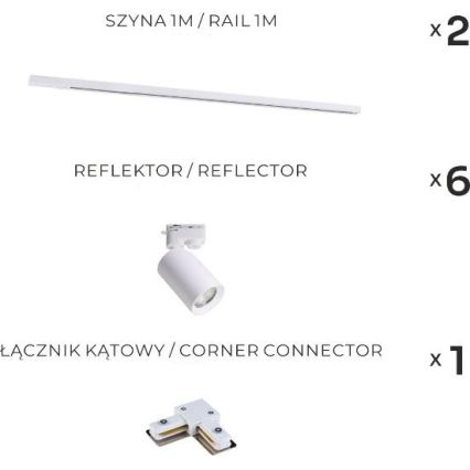 Zuma Line - Rööbaste süsteemi suunavalgusti 6xGU10/35W/230V valge