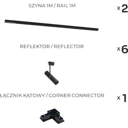 Zuma Line - Liistisüsteemi suunavalgusti 6xGU10/35W/230V must