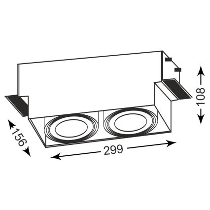 Zuma Line - Süvistatav valgusti 2xGU10-AR111/15W/230V valge