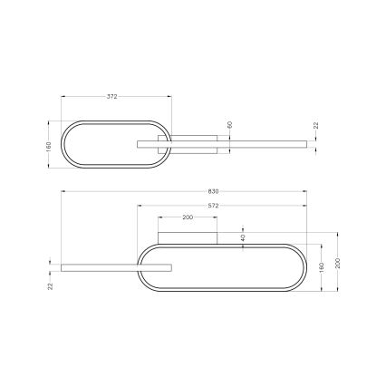 Zuma Line - LED laelamp 2xLED/24W/230V must/kuldne