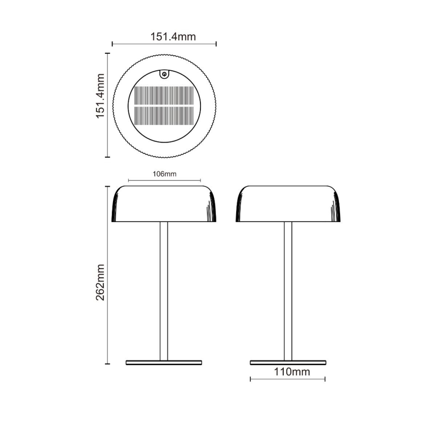 Zuma Line - LED Hämardatav päikesepaneeliga laetav laualamp LED/2,5W/2000 mAh IP44 must