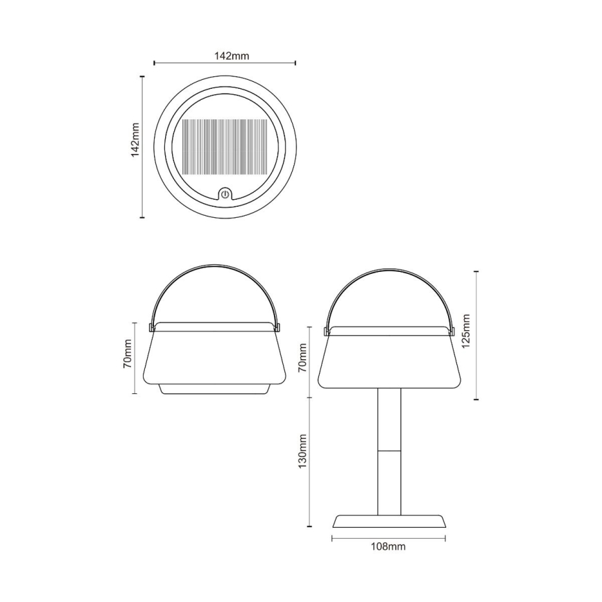 Zuma Line - LED Hämardatav päikesepaneeliga laetav laualamp LED/2,2W/2000 mAh IP44 must