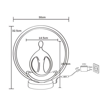 Zuma Line - LED Laualamp LED/4W/5V must/kuldne
