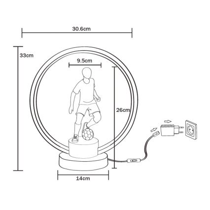 Zuma Line - LED Laualamp LED/4W/5V must/valge