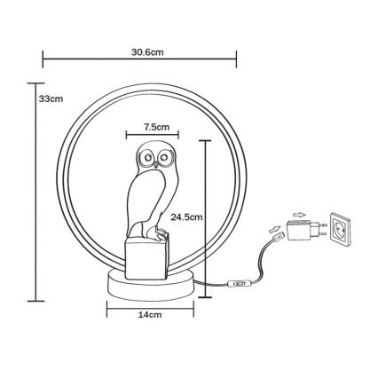 Zuma Line - LED Laualamp LED/4W/5V must/valge