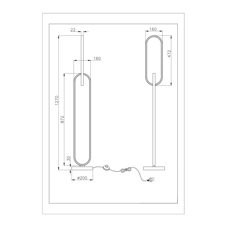 Zuma Line - LED põrandalamp 2xLED/36W/230V must/kuldne