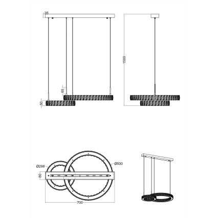 Zuma Line - LED-rippvalgusti trossil LED/36W/230V roosakuldne