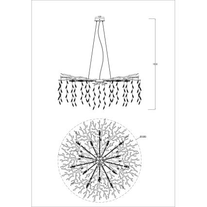 Zuma Line - Ripplühter kaabliga 14xG9/3,5W/230V, läbimõõt 100 cm, kuldne